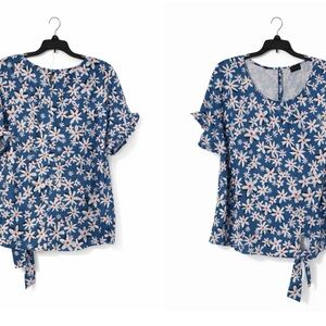 Elegant Floral Blue Blouse